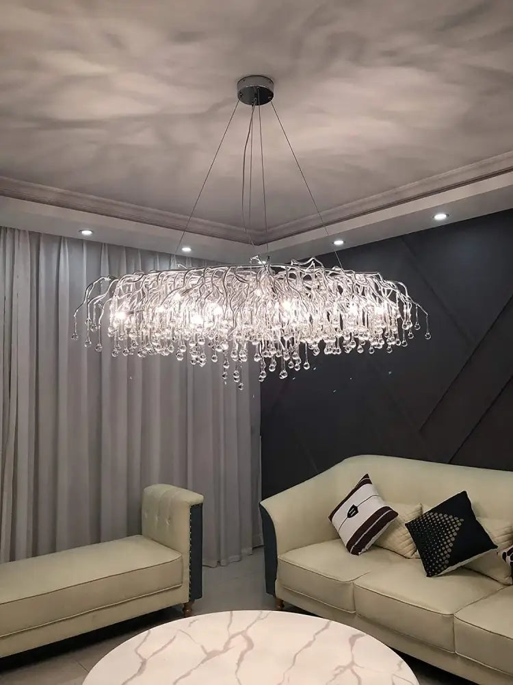 Modern branching crystal chandelier for living room aluminum lamp