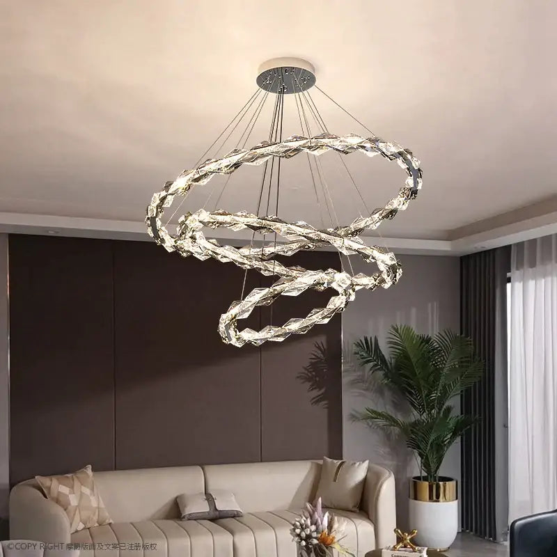 Modern multi tier ring decorbites crystal chandelier living room