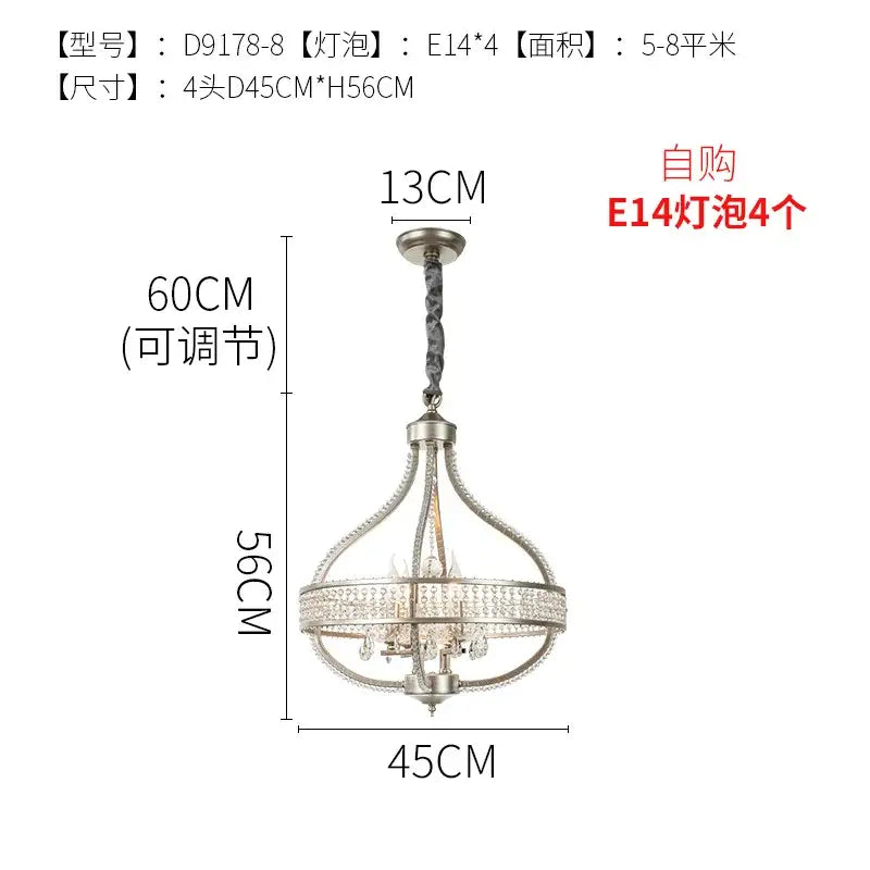 Antique silver decorbites crystal chandelier bedroom pendant light