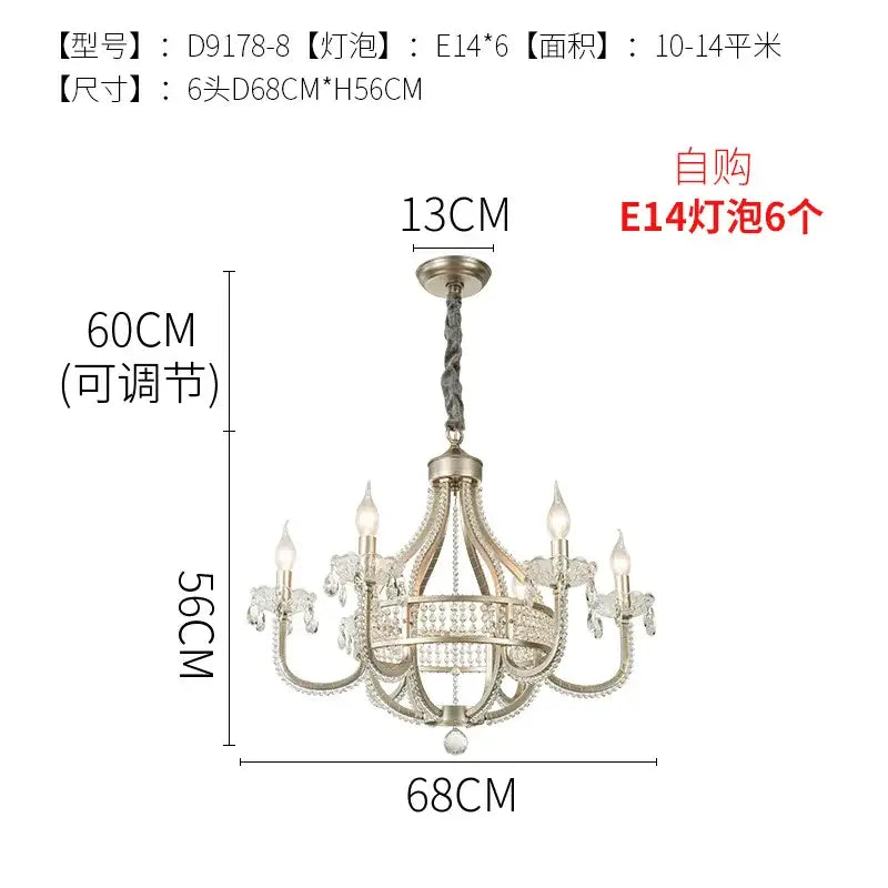 Antique silver decorbites crystal chandelier bedroom pendant light
