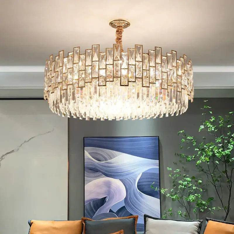 Decorbites crystal chandelier gold circular light for living room