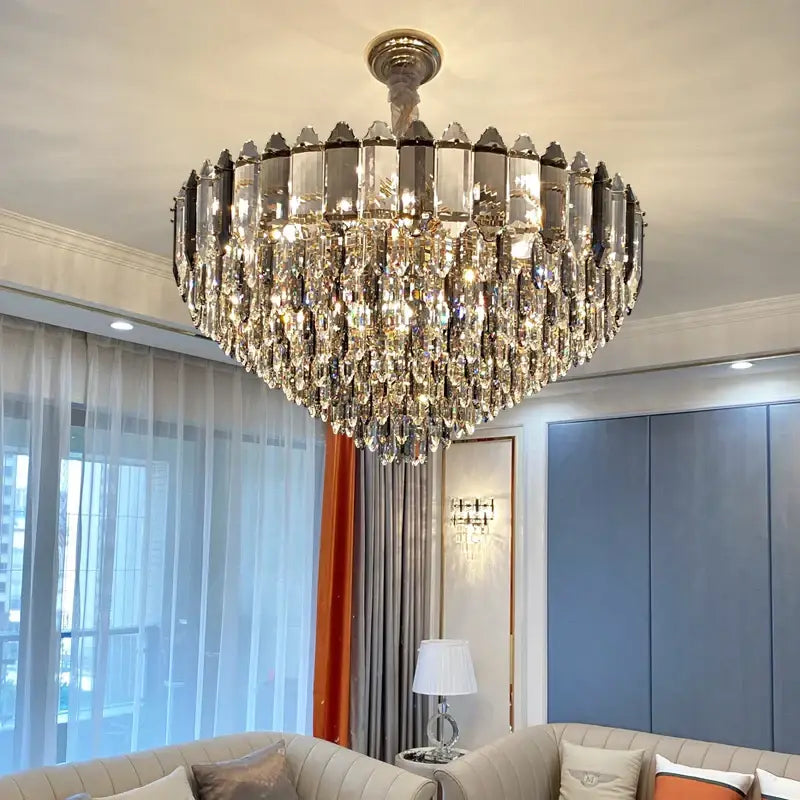 Decorbites crystal chandelier silver and brass luxury living room light