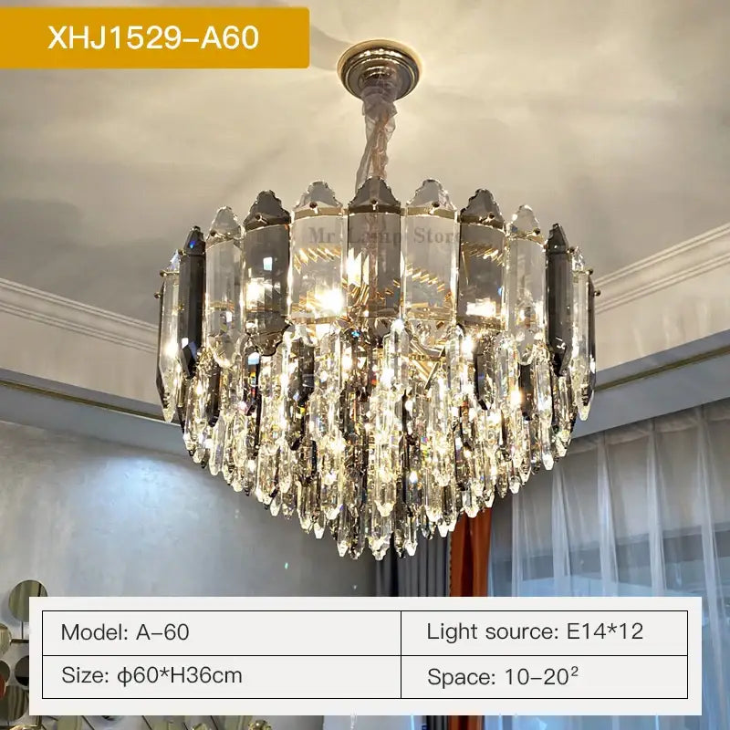 Decorbites crystal chandelier silver and brass luxury living room light