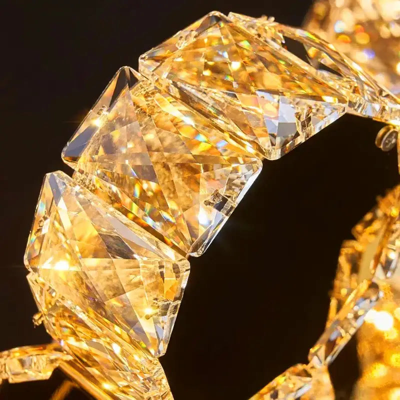 Modern golden crystal chandelier stair pendant lamp living room