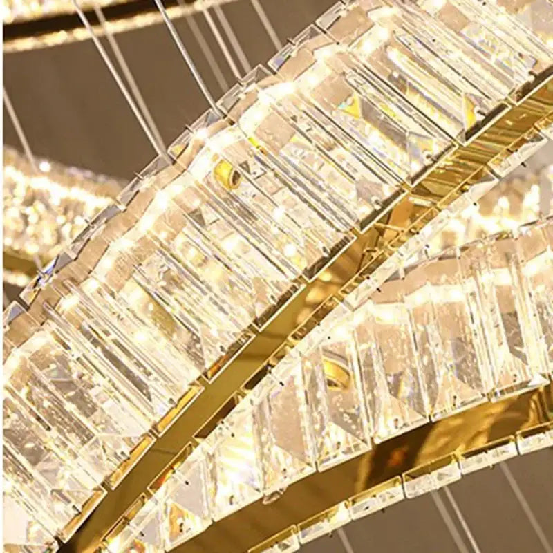 Golden spiral decorbites crystal chandelier stair pendant living room