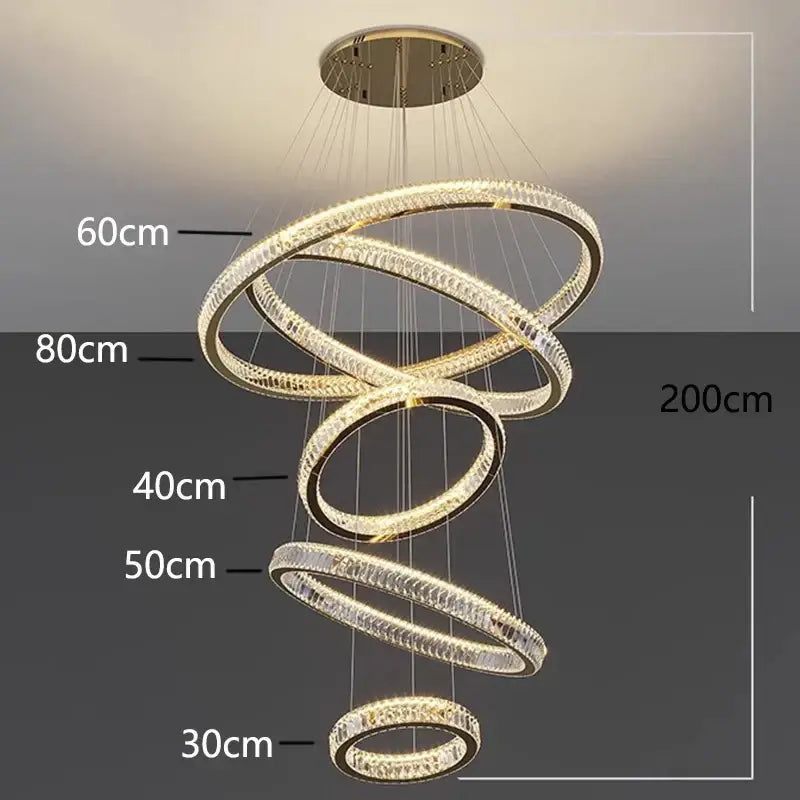 Golden spiral decorbites crystal chandelier stair pendant living room