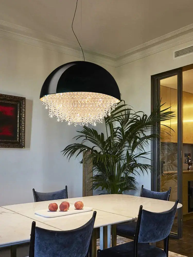 Decorbites crystal chandelier white dome pendant light for living room