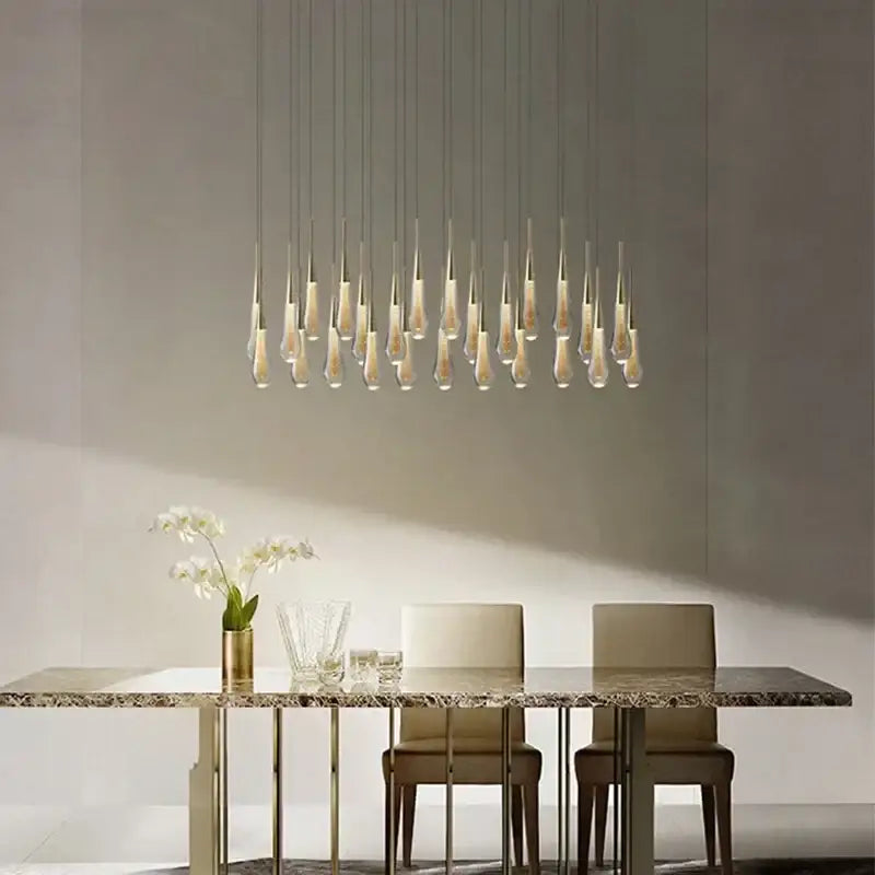Decorbites crystal drop chandelier gold glass dining room light