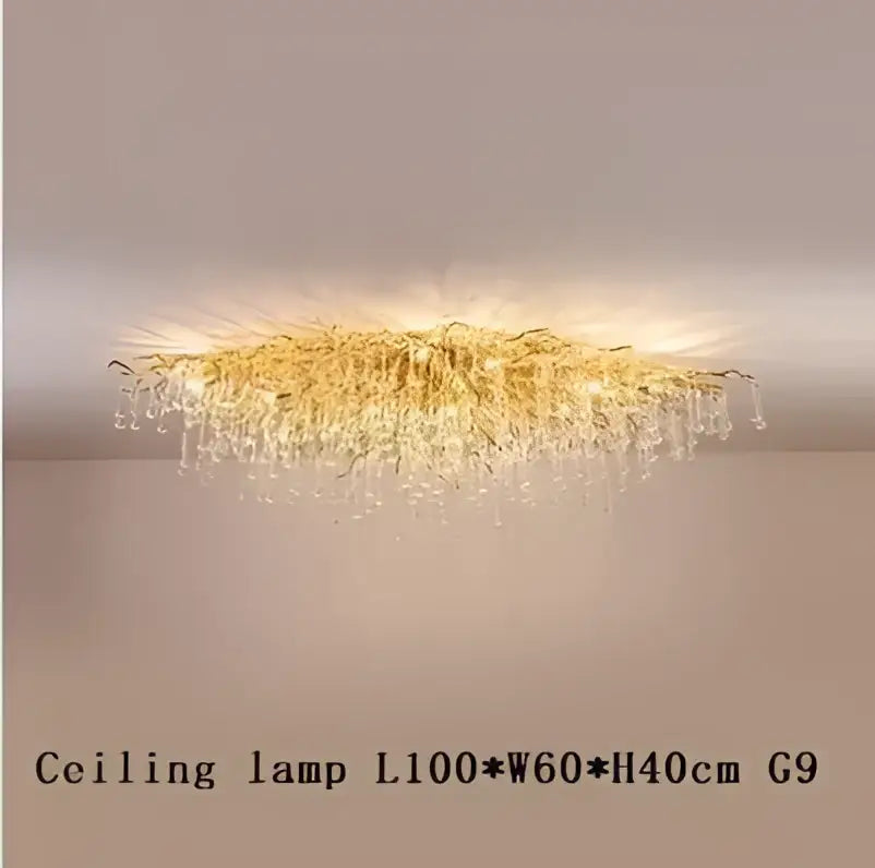 Decorbites crystal drop chandelier golden branch light for dining room
