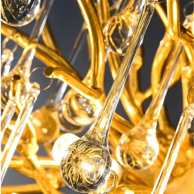 Decorbites crystal drop chandelier golden branch light for dining room