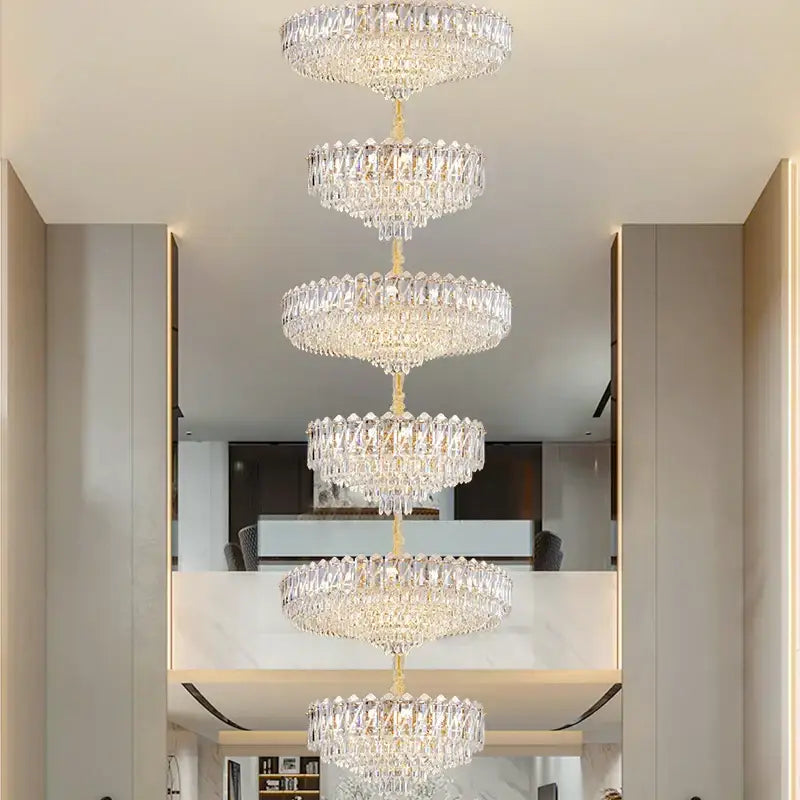 Decorbites crystal duplex chandelier gold living room lighting