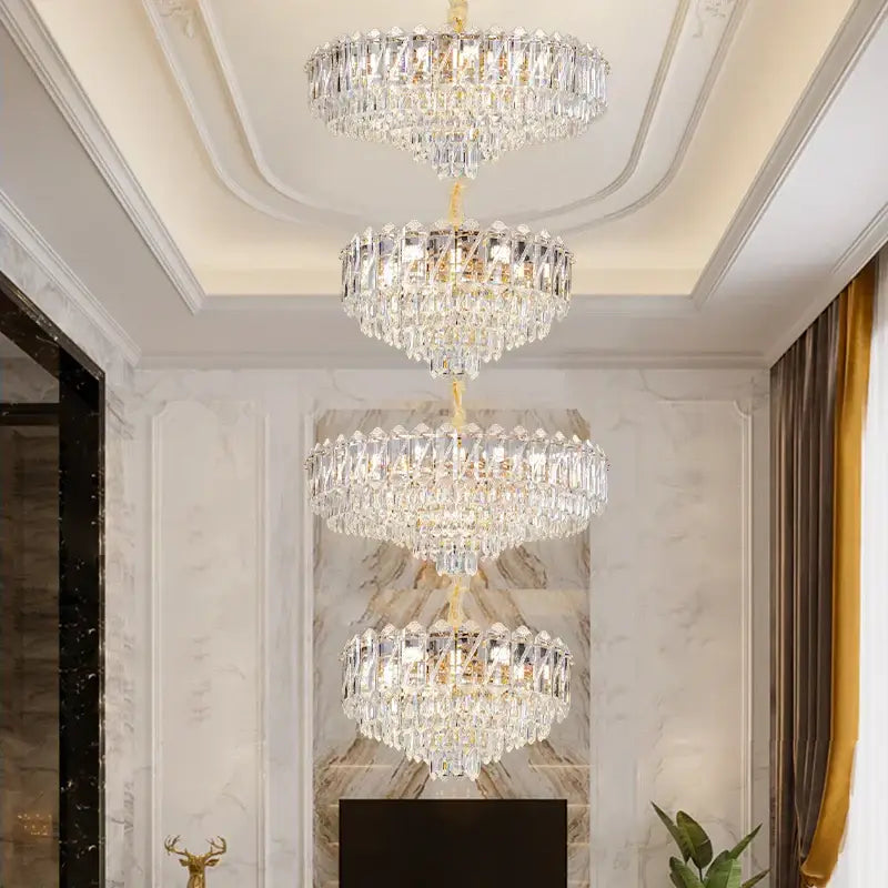 Decorbites crystal duplex chandelier gold living room lighting