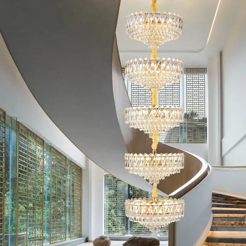 Decorbites crystal duplex chandelier gold living room lighting