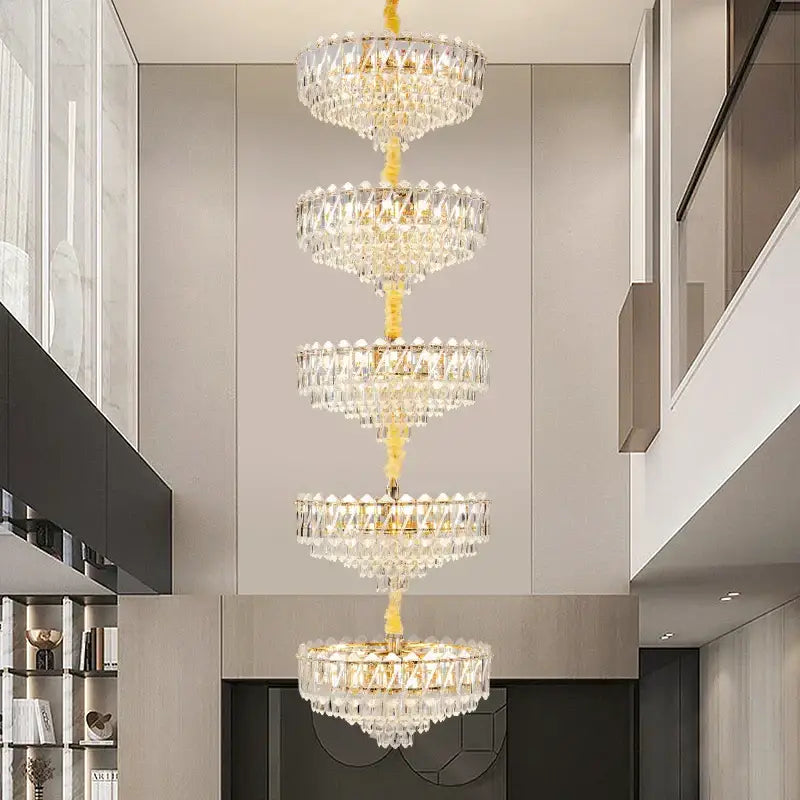 Decorbites crystal duplex chandelier gold living room lighting