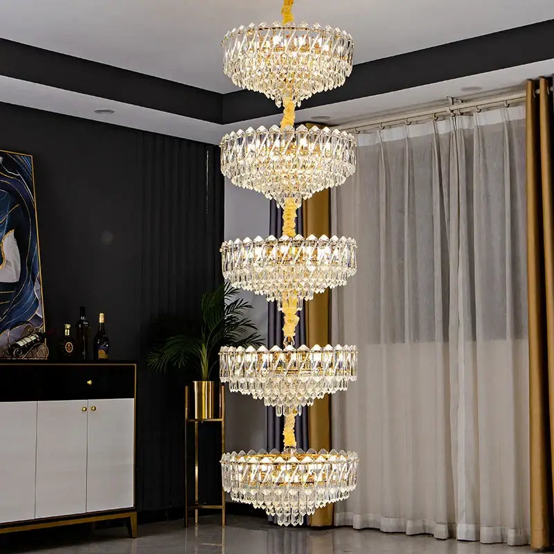 Decorbites crystal duplex chandelier gold living room lighting