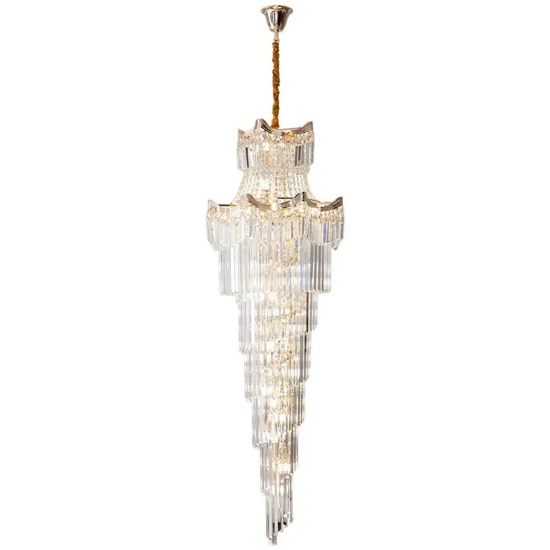 Decorbites crystal duplex chandelier gold staircase living room lamp
