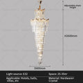 Decorbites crystal duplex chandelier gold staircase living room lamp
