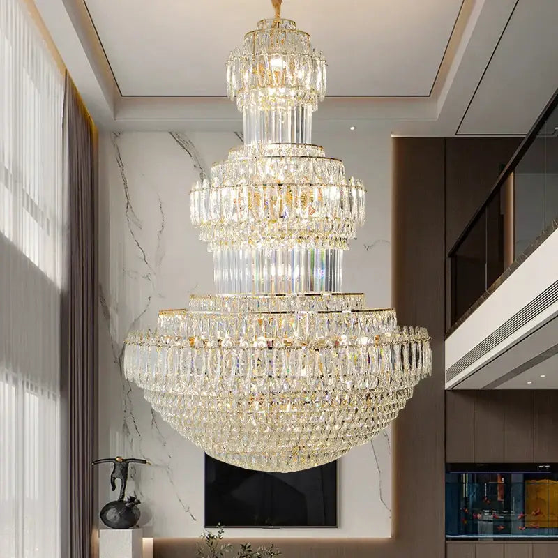 Decorbites crystal duplex gold chandelier for hotel and living room