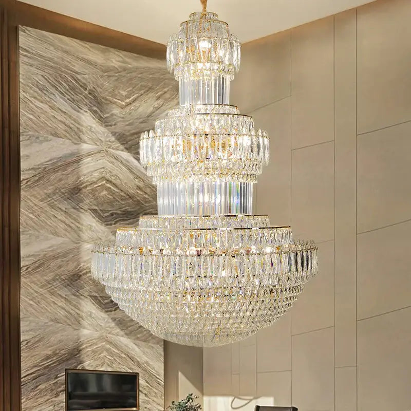 Decorbites crystal duplex gold chandelier for hotel and living room