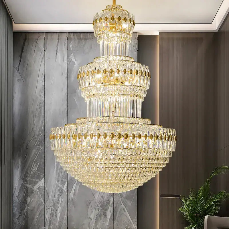 Decorbites crystal duplex gold chandelier for hotel and living room