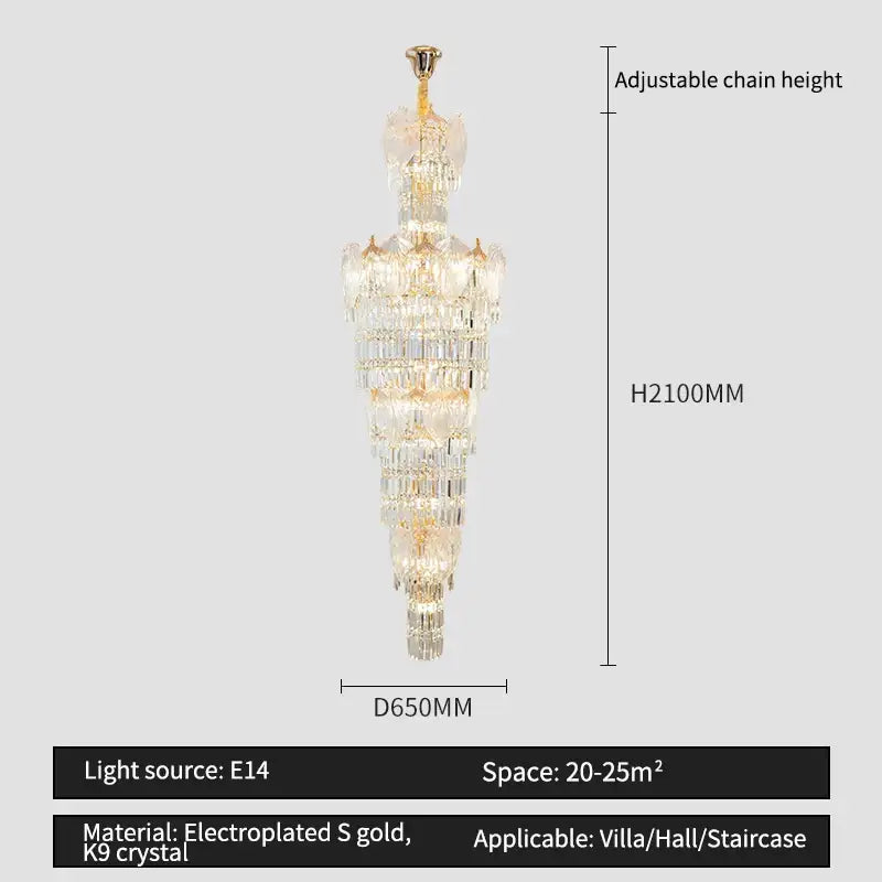 Decorbites crystal european long chandelier for living room lighting
