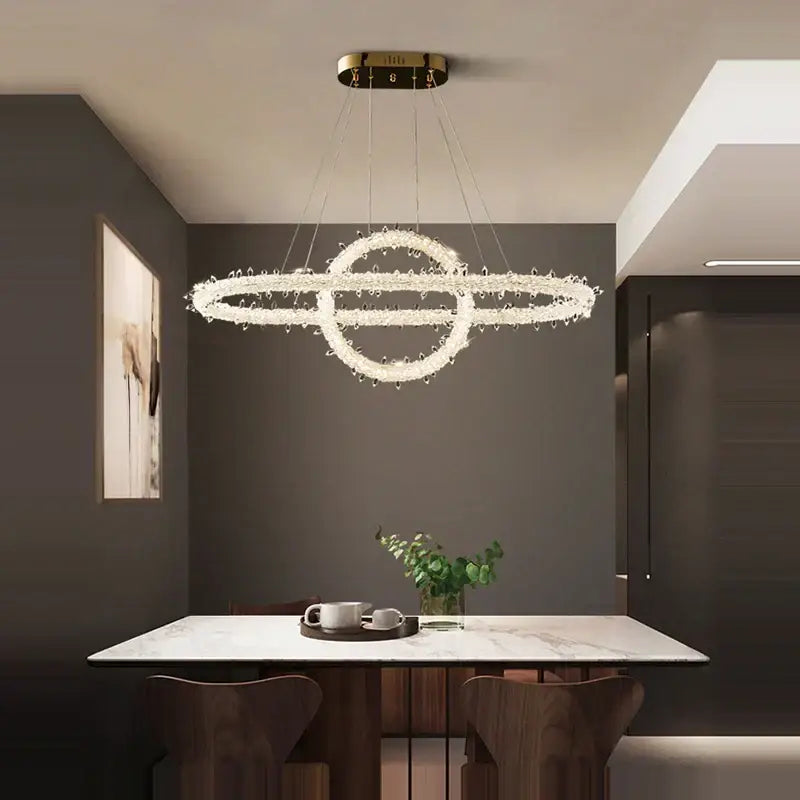 Decorbites crystal flower led chandelier dining room pendant light