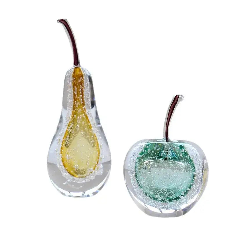 Decorbites crystal glass green & clear cherry figurine living room decor