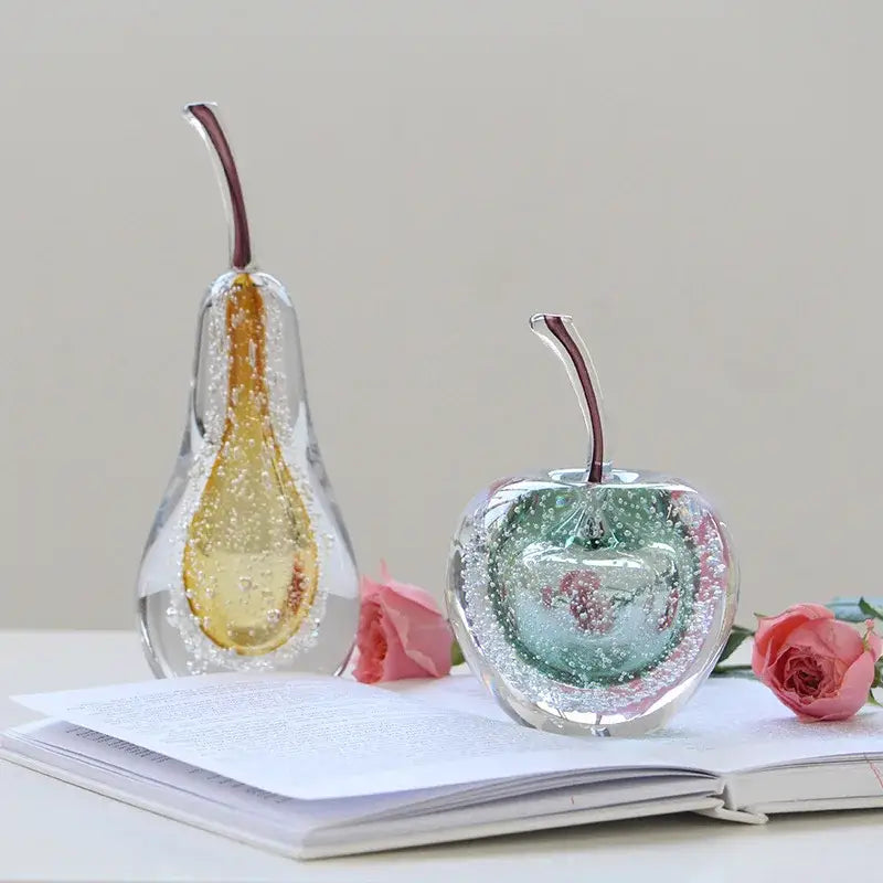 Decorbites crystal glass green & clear cherry figurine living room decor