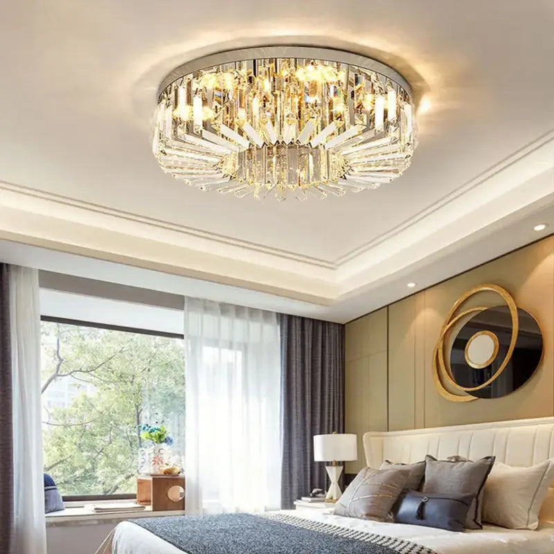 Decorbites crystal led ceiling lights chrome chandelier living room