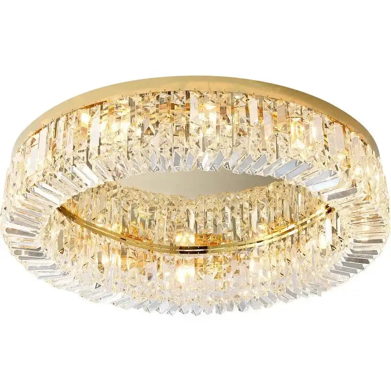 Modern gold multi tier crystal led ceiling light dining room