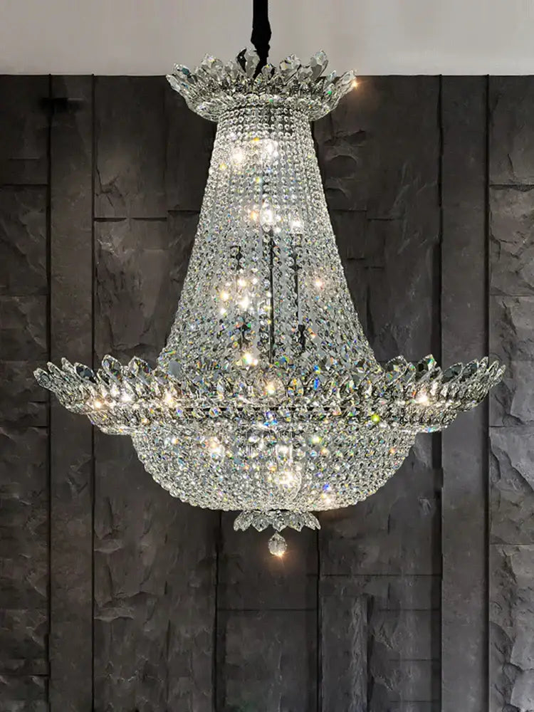 Decorbites crystal led chandelier chrome multi tier living room light