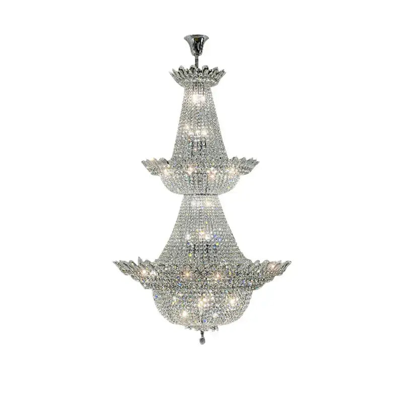 Decorbites crystal led chandelier chrome multi tier living room light