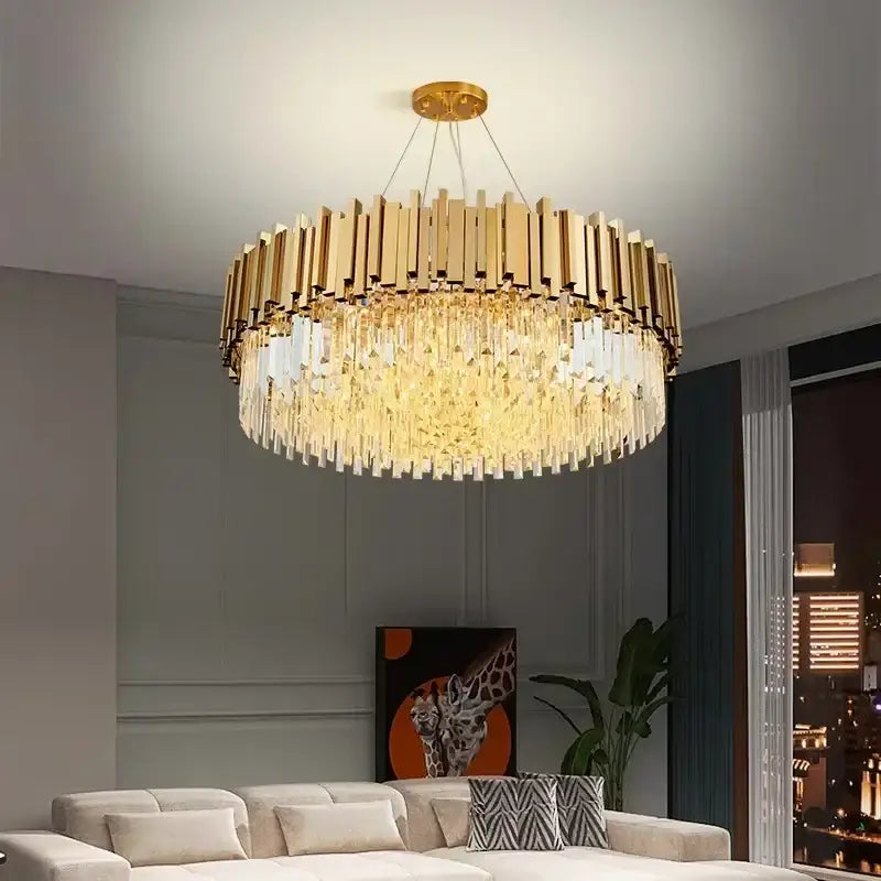 Decorbites crystal led chandelier gold art deco dining room light