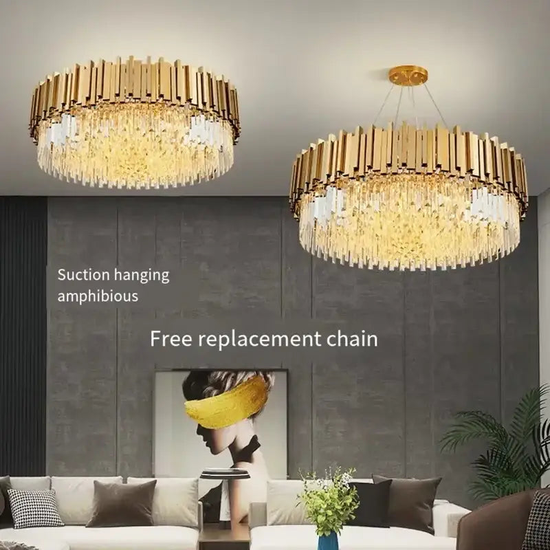 Decorbites crystal led chandelier gold art deco dining room light