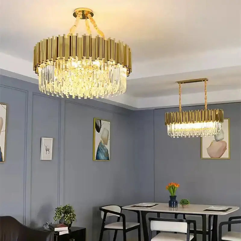 Decorbites crystal led chandelier gold brass lamp for living room