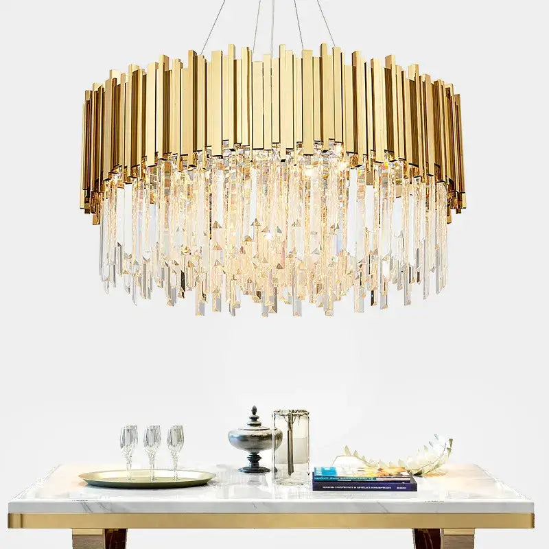 Decorbites crystal led chandelier gold brass lamp for living room