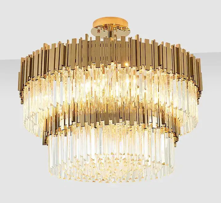 Decorbites crystal led chandelier gold brass lamp for living room