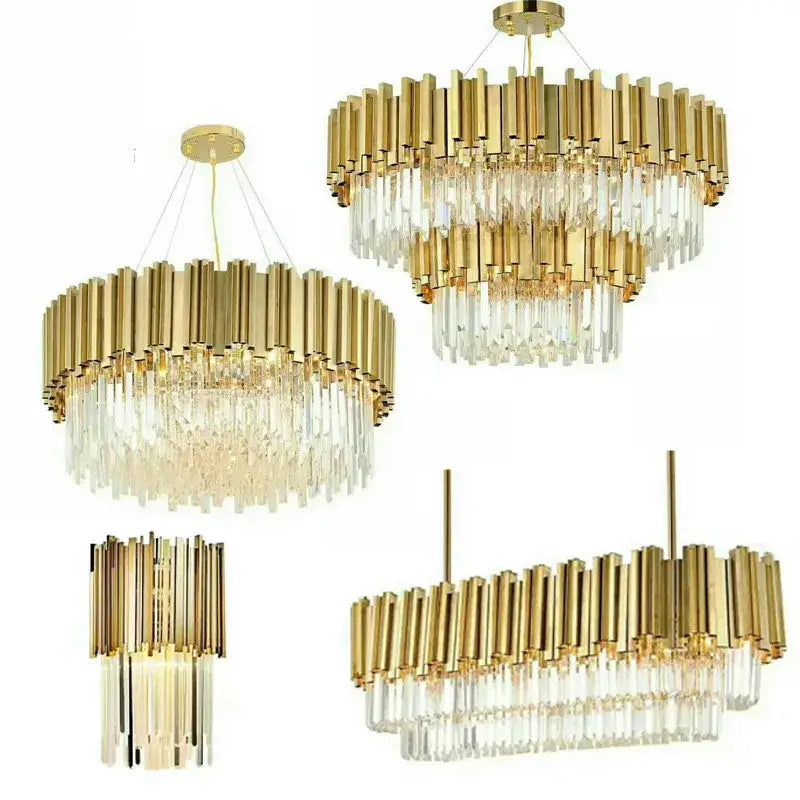 Decorbites crystal led chandelier gold brass lamp for living room