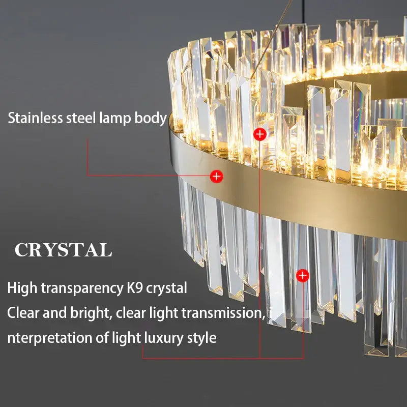 Decorbites crystal led chandelier gold dining room lighting