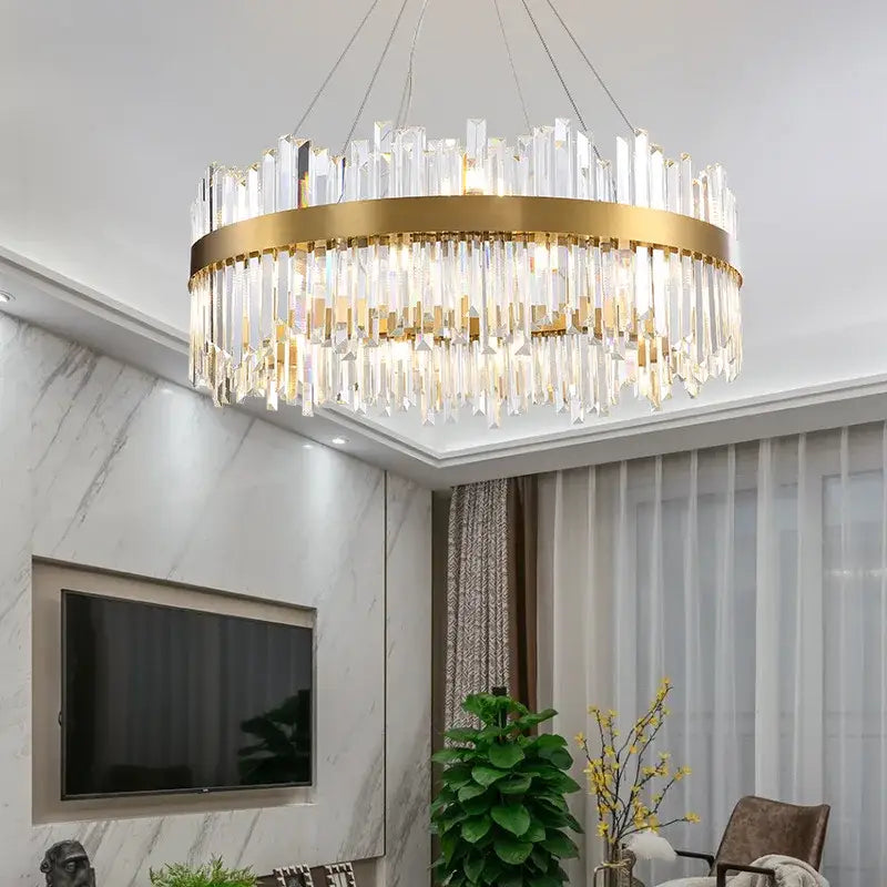 Decorbites crystal led chandelier gold dining room lighting