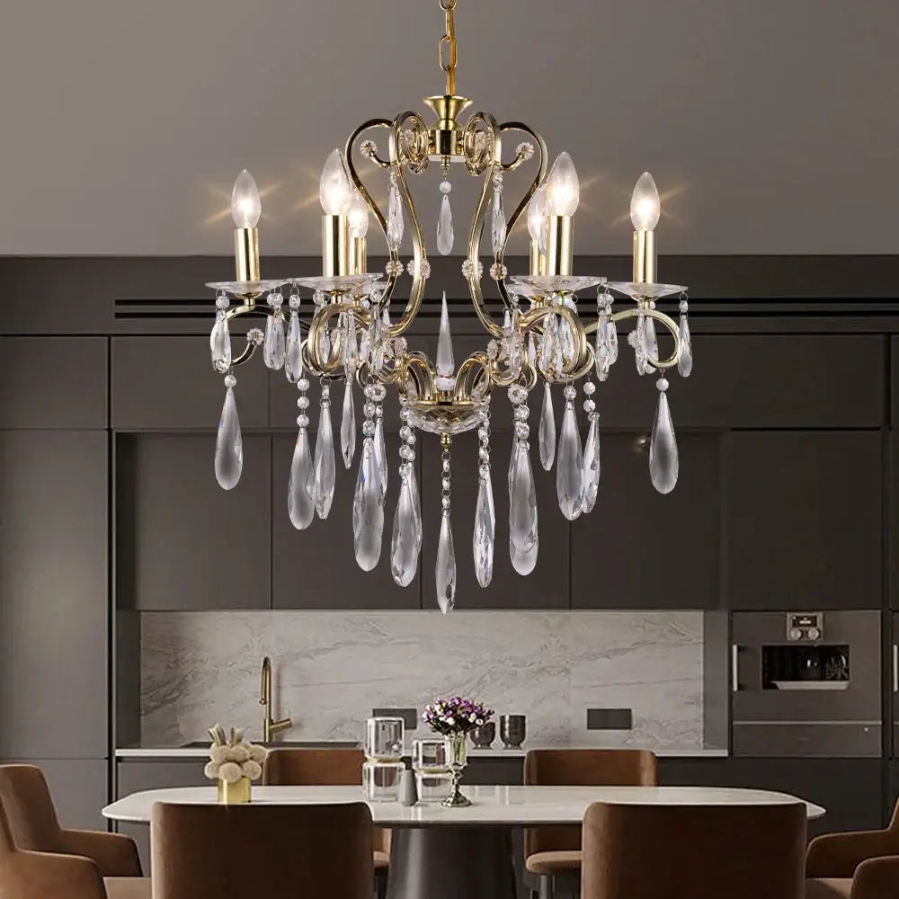 Decorbites crystal led chandelier gold dining room pendant light