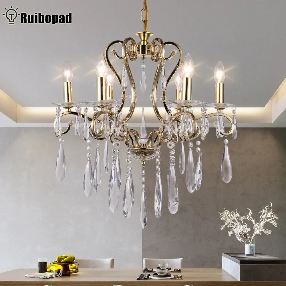 Decorbites crystal led chandelier gold dining room pendant light