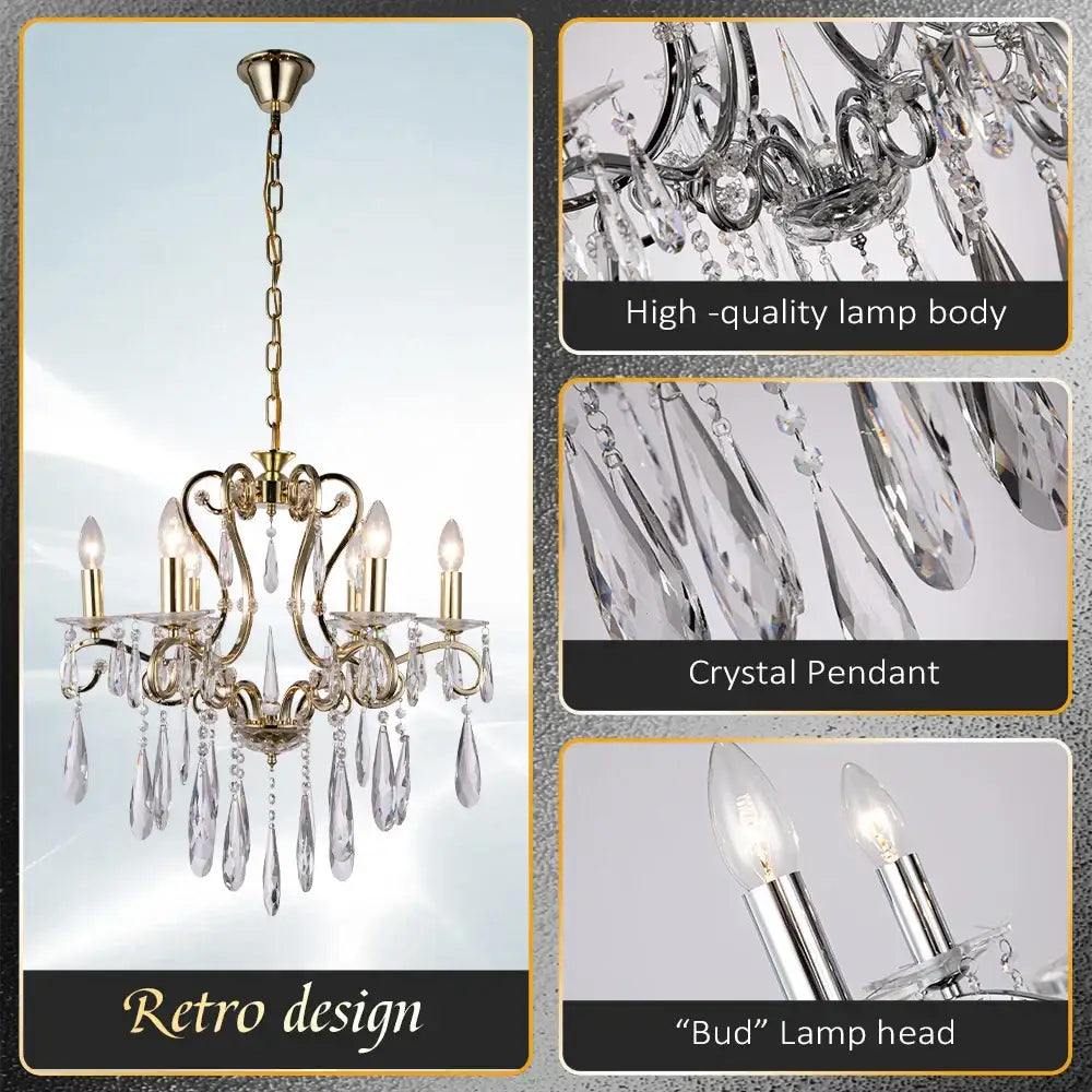 Decorbites crystal led chandelier gold dining room pendant light
