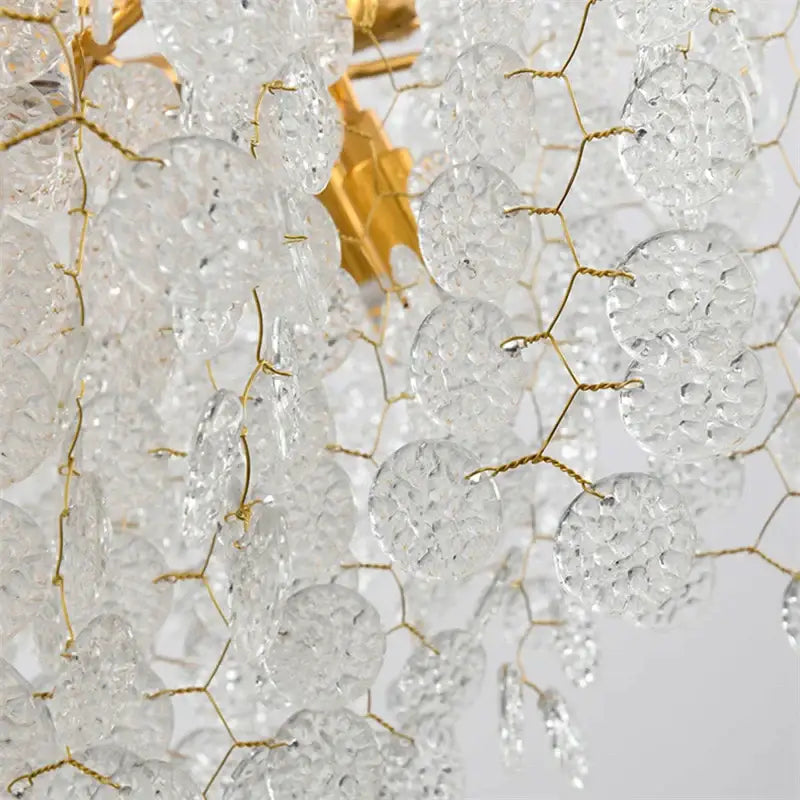 Decorbites crystal led chandelier gold floral light for dining room