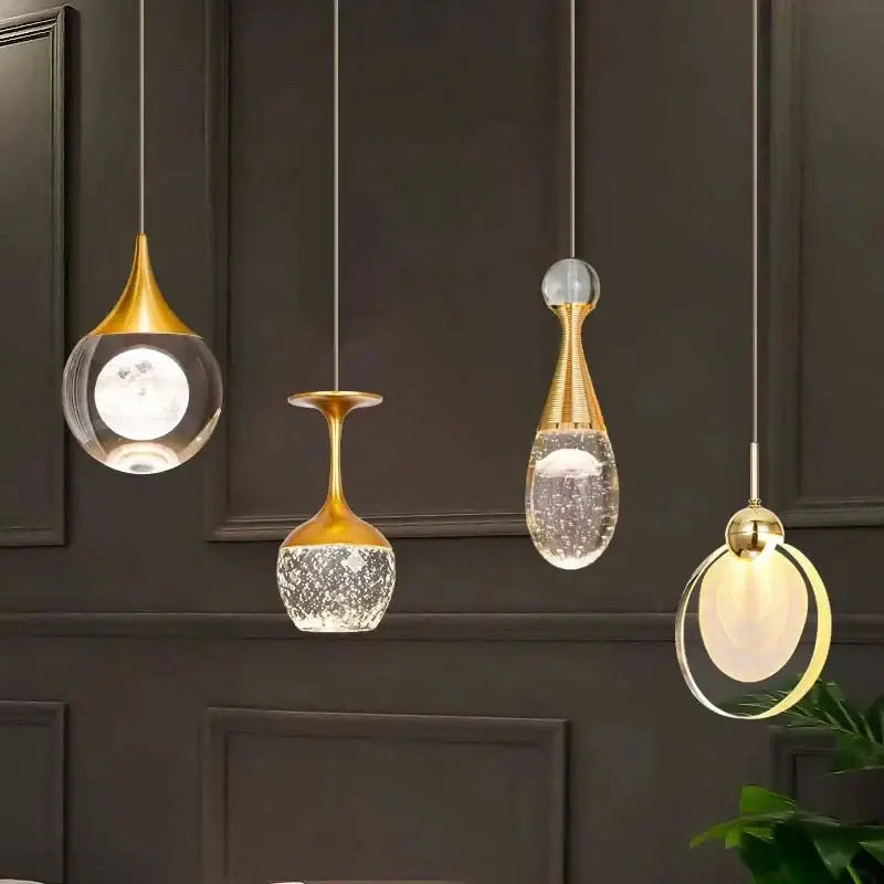 Decorbites crystal led chandelier gold pendant light dining room
