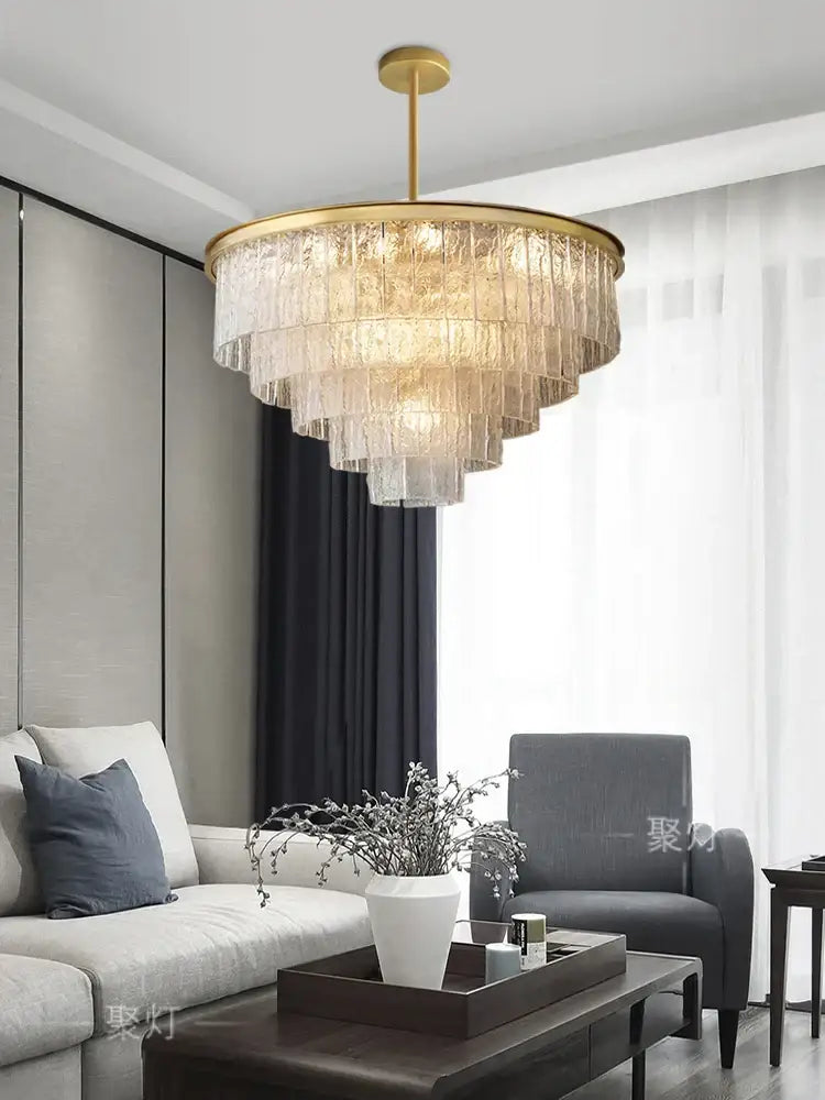 Decorbites crystal led chandelier gold rectangular dining room light