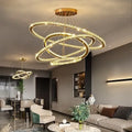 Decorbites crystal led chandelier modern chrome ring living room light