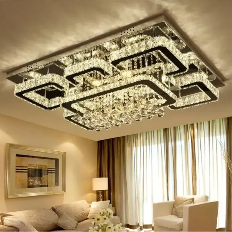 Decorbites crystal led chandelier silver chrome dining room light