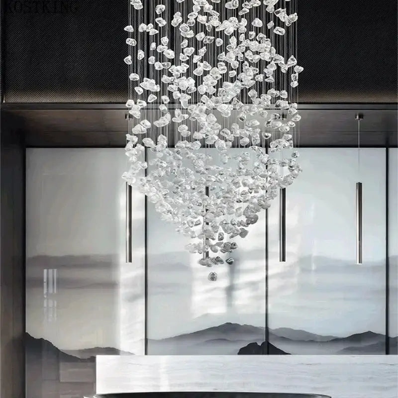 Decorbites crystal led chandelier staircase luxury glass lighting