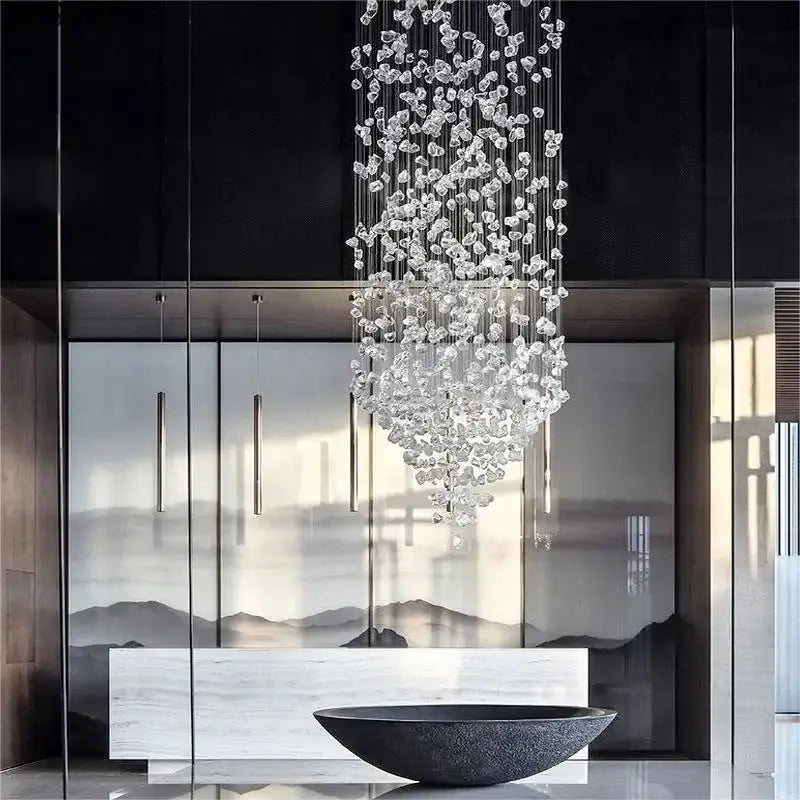 Decorbites crystal led chandelier staircase luxury glass lighting
